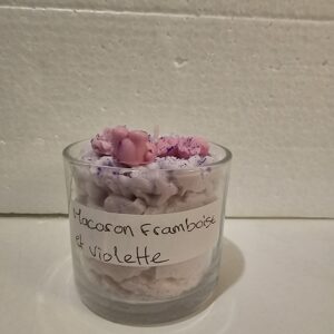 Bougie macaron framboise et violette